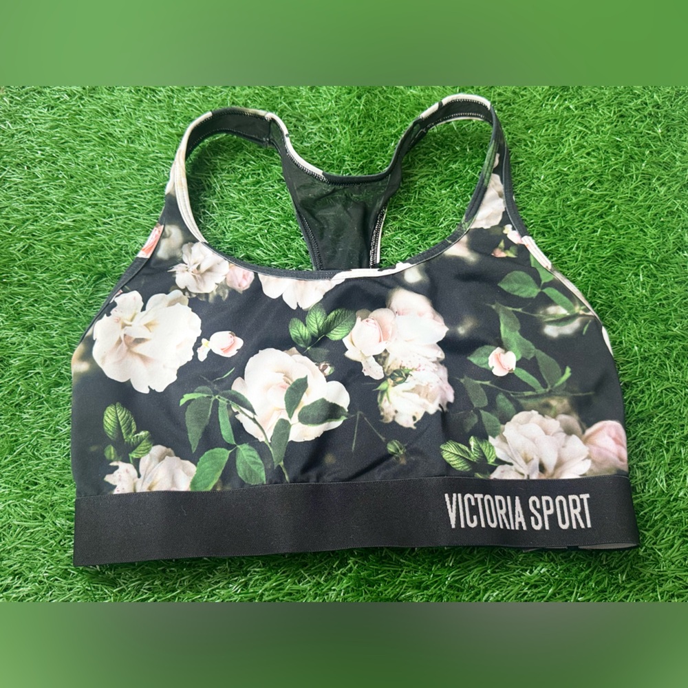 Victoria’s Secret Floral Print Sports Bra‎ - Black Size M